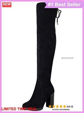 Thigh High Faux Suede Chunky Platform Over The Knee Boots